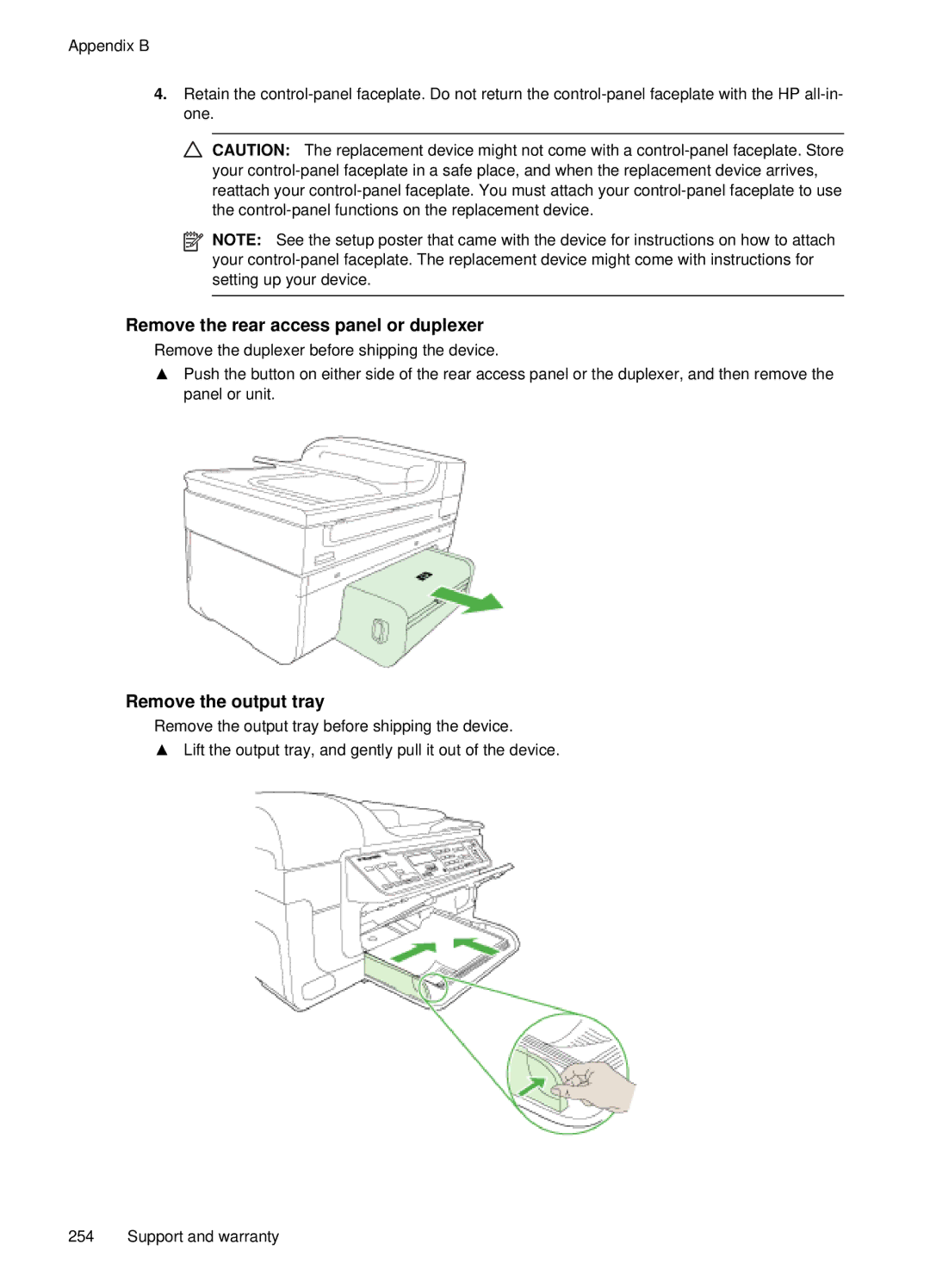 HP E709, 6500 manual Remove the rear access panel or duplexer, Remove the output tray 