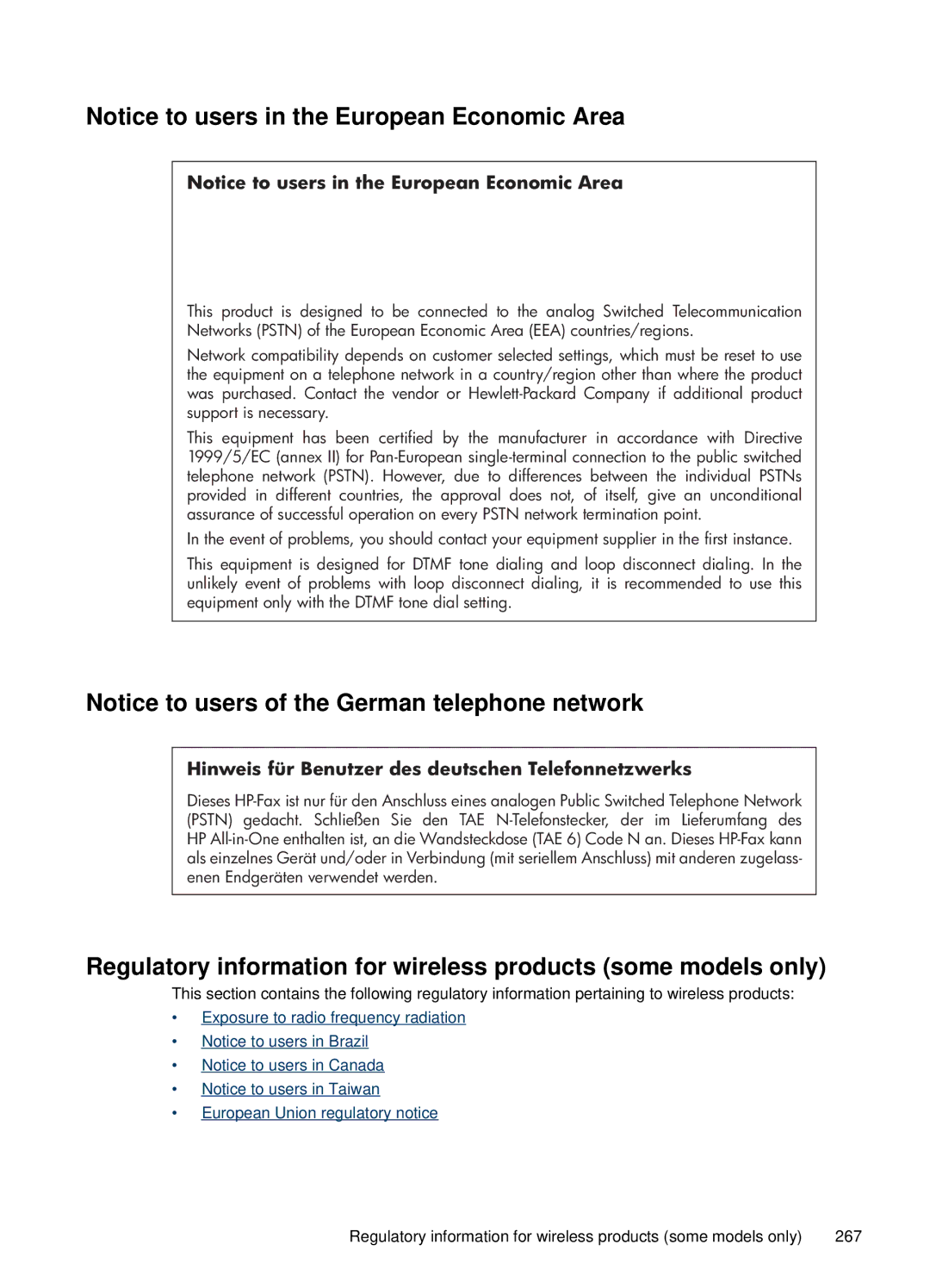 HP 6500, E709 manual Hinweis für Benutzer des deutschen Telefonnetzwerks 