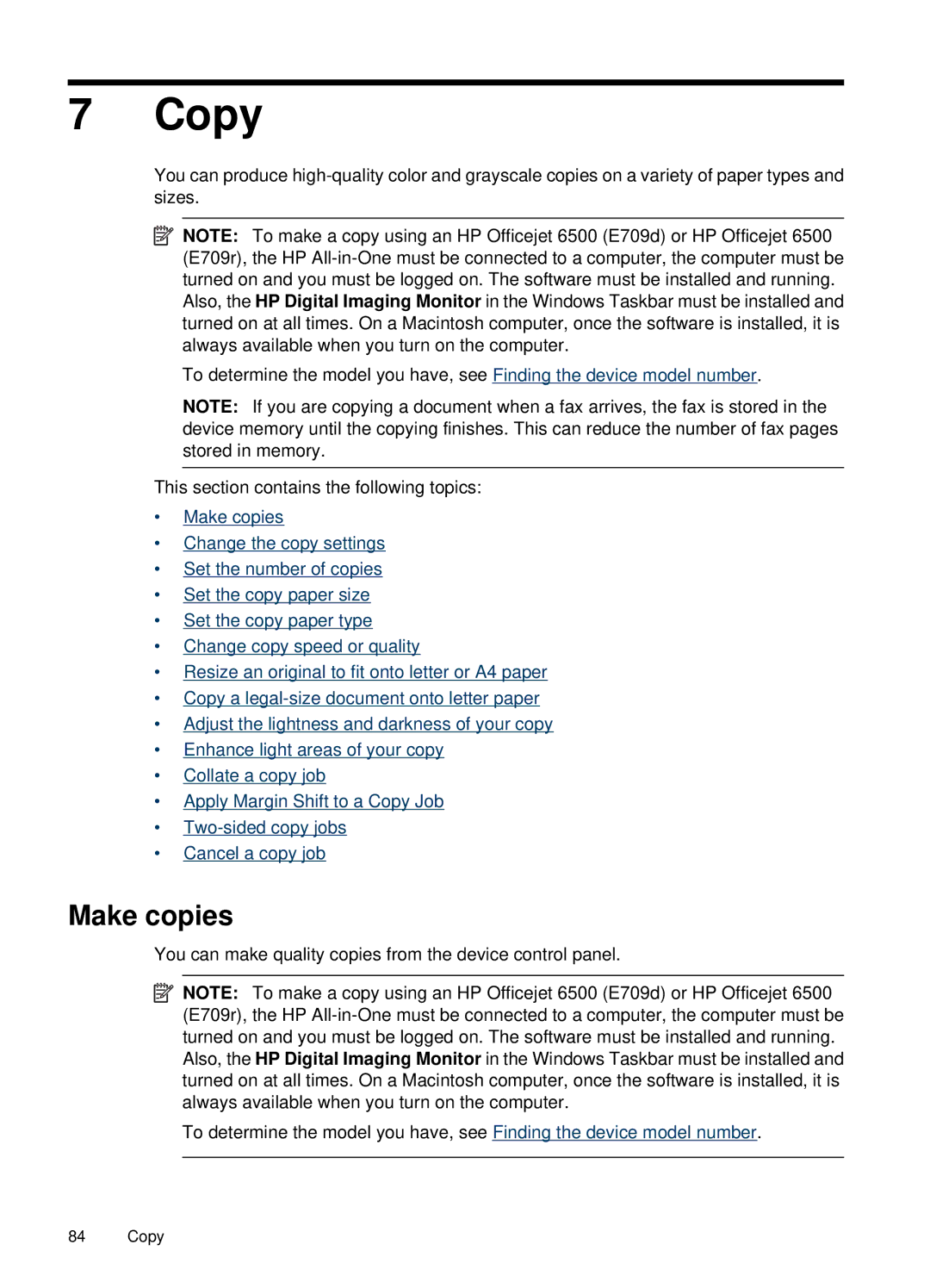 HP E709, 6500 manual Copy, Make copies 