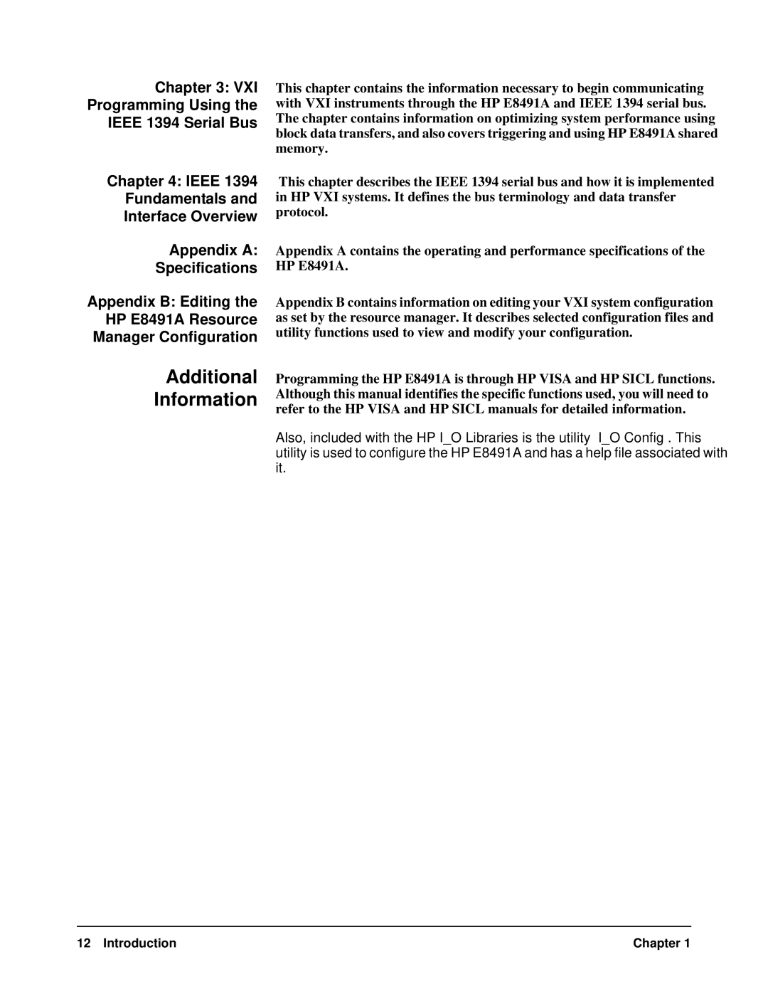 HP E8491A manual Additional Information, VXI Programming Using Ieee 1394 Serial Bus 