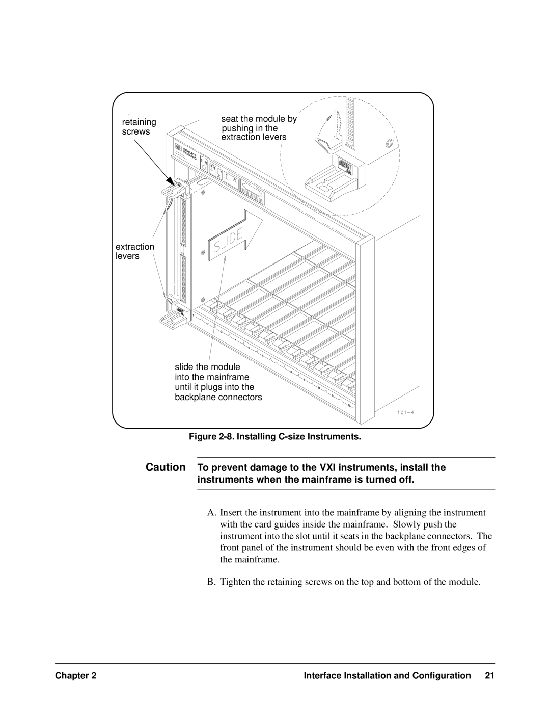 HP E8491A manual Installing C-size Instruments 