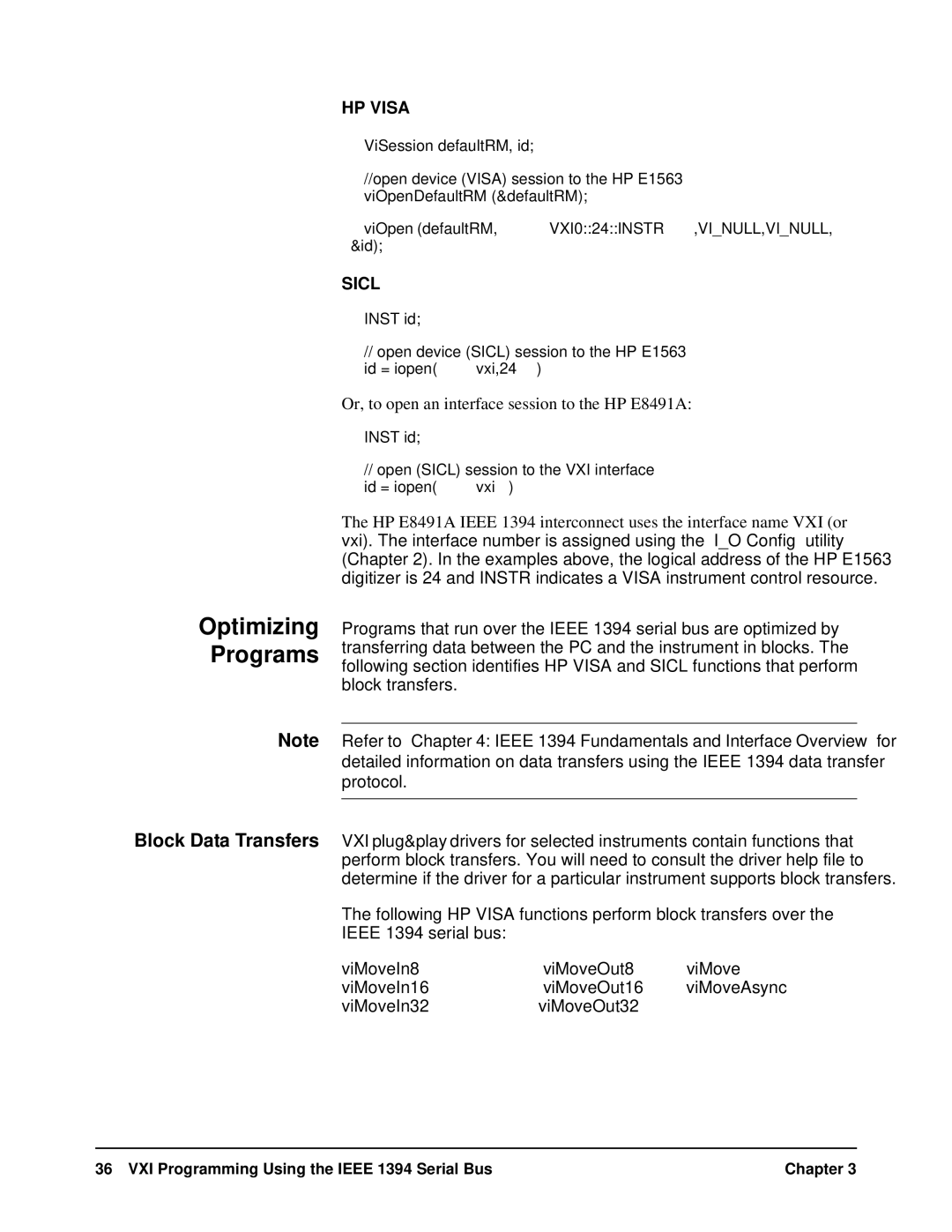 HP E8491A manual Optimizing Programs, Block Data Transfers 