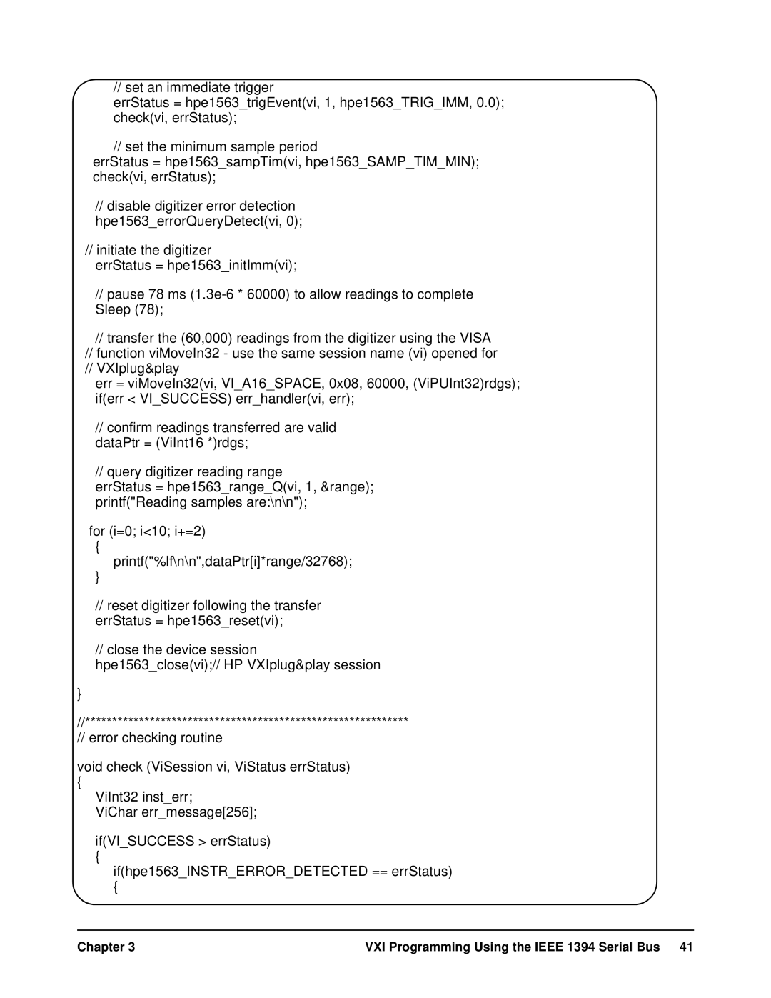 HP E8491A manual Error checking routine 