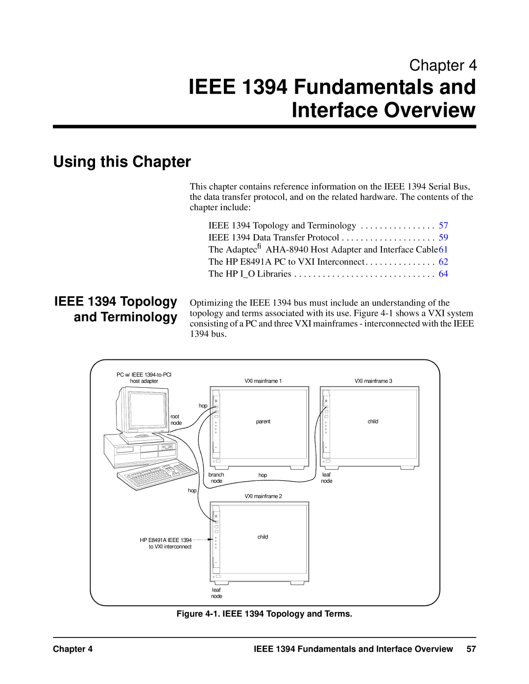 HP E8491A manual Ieee 1394 Fundamentals Interface Overview, Ieee 1394 Topology and Terminology 