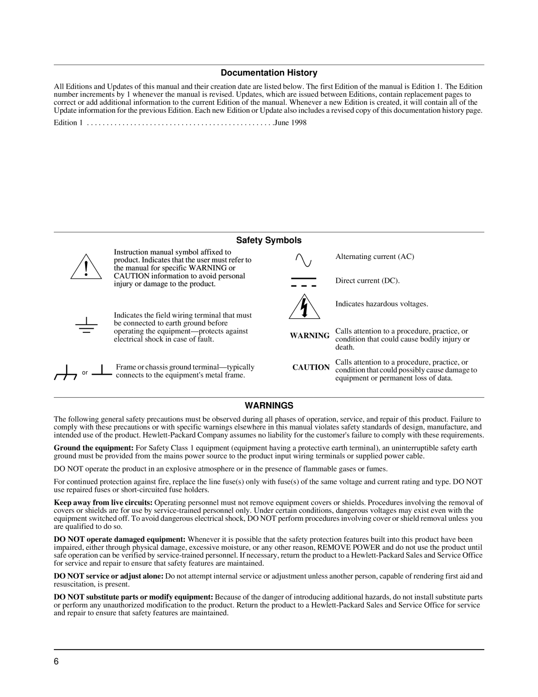 HP E8491A manual Documentation History 