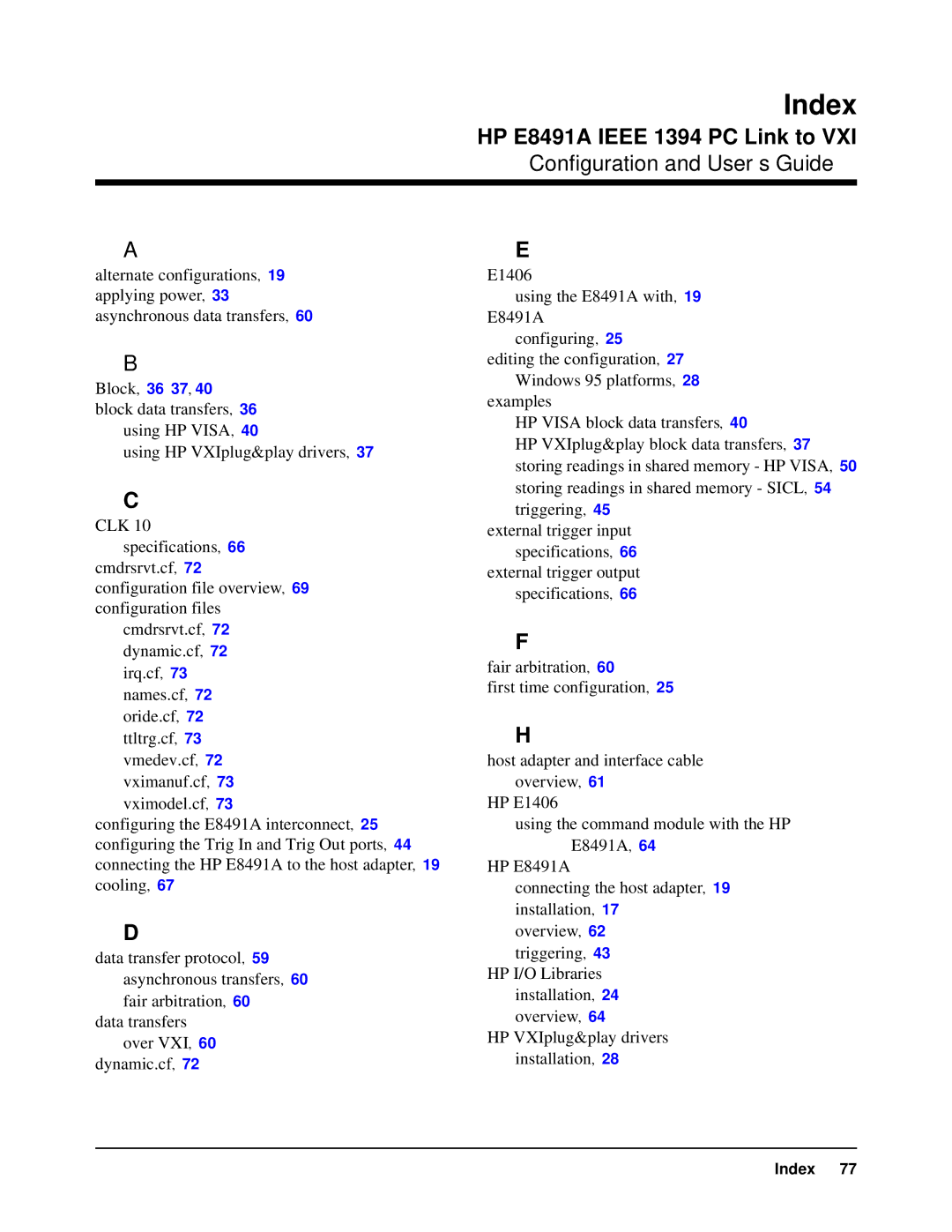 HP E8491A manual Index 