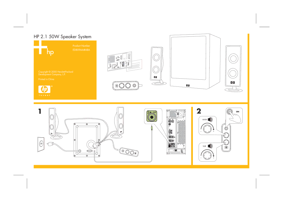 HP ED809AA#ABA manual HP 2.1 50W Speaker System 