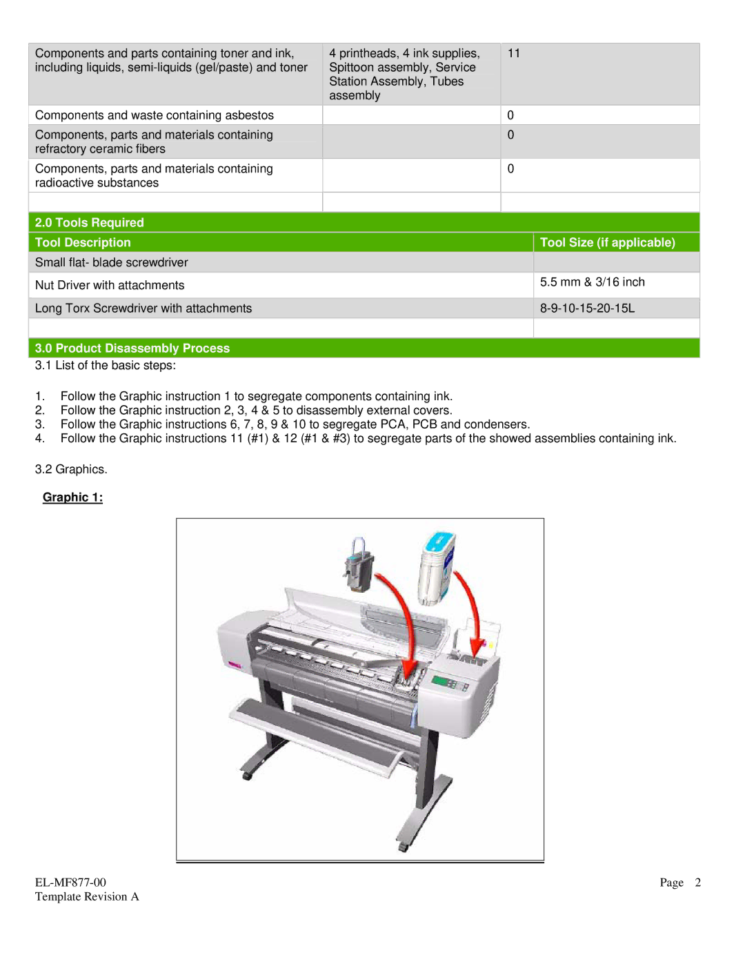 HP EL-MF877-00 manual Tools Required Tool Description Tool Size if applicable 