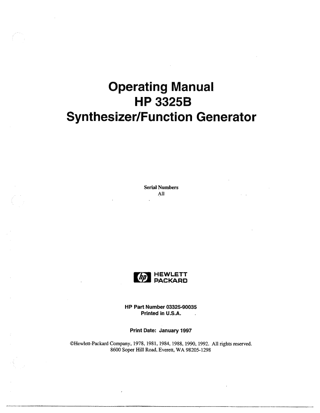 HP Electronic 3325B manual 