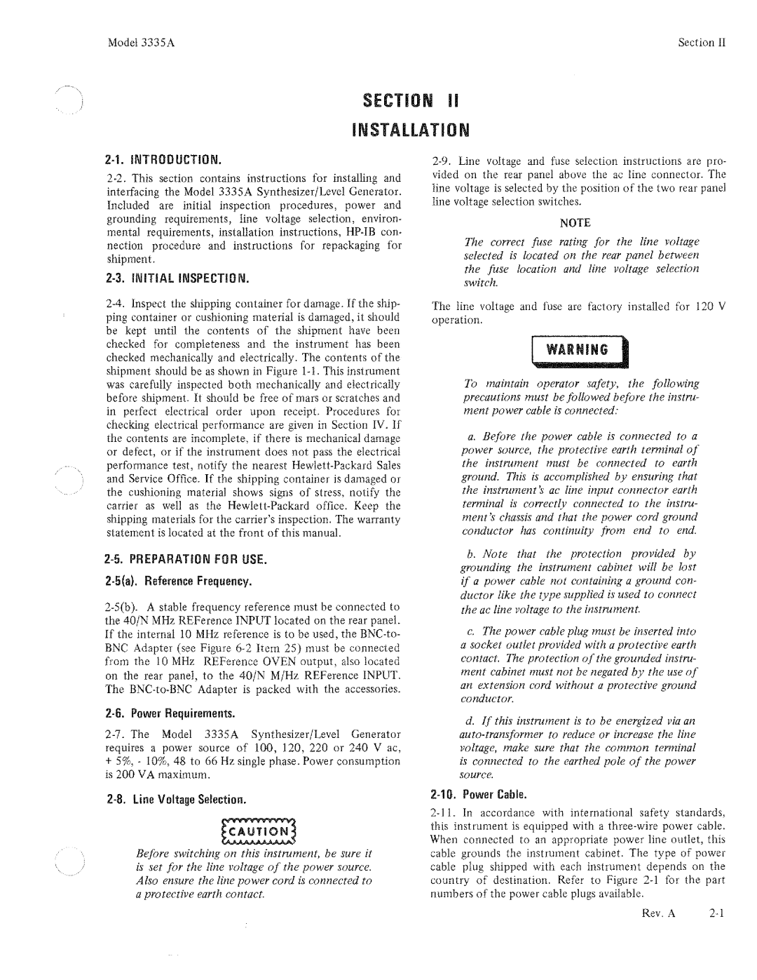 HP Electronic 3335A manual 