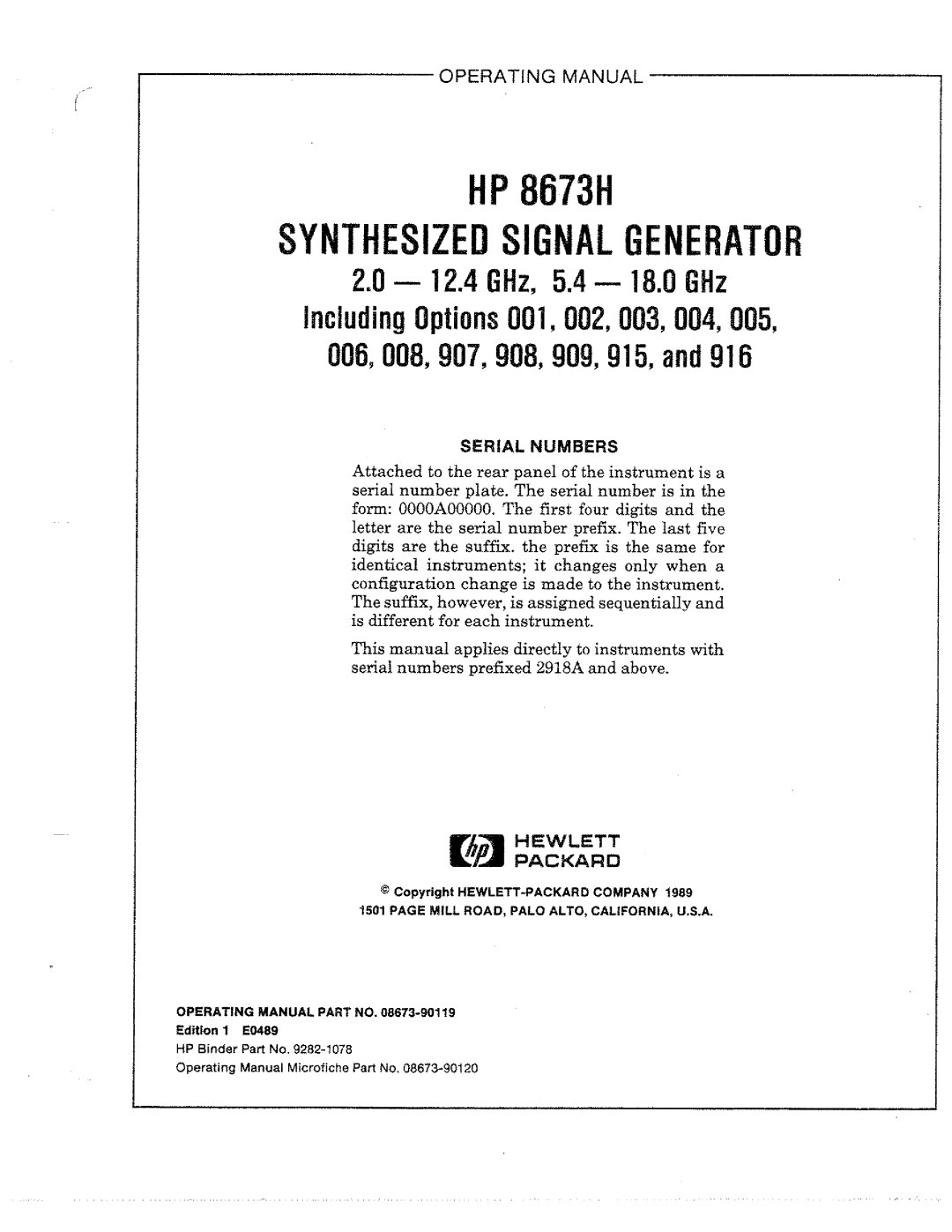 HP Electronic 8673H manual 