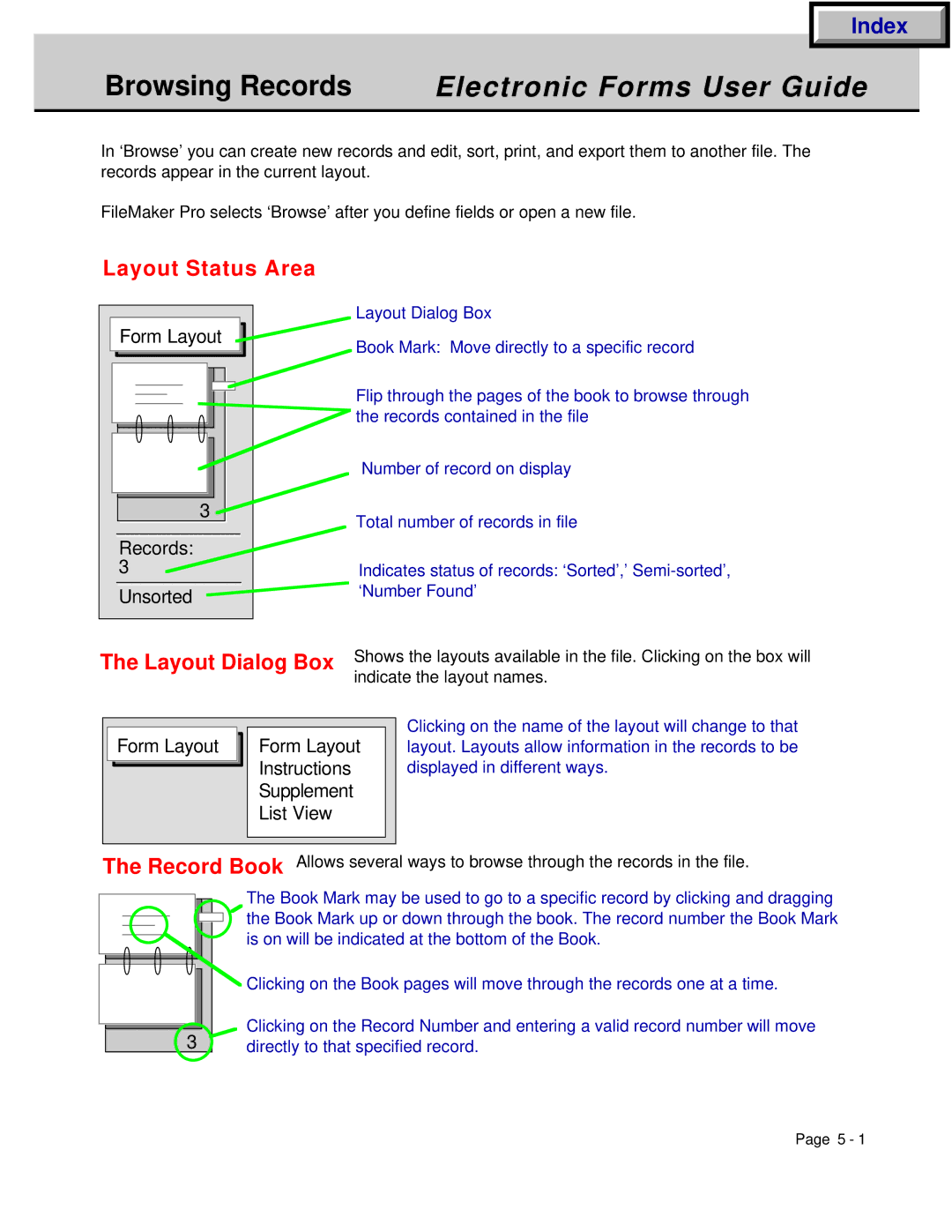 HP manual Browsing Records Electronic Forms User Guide, Layout Status Area, Layout Dialog Box 