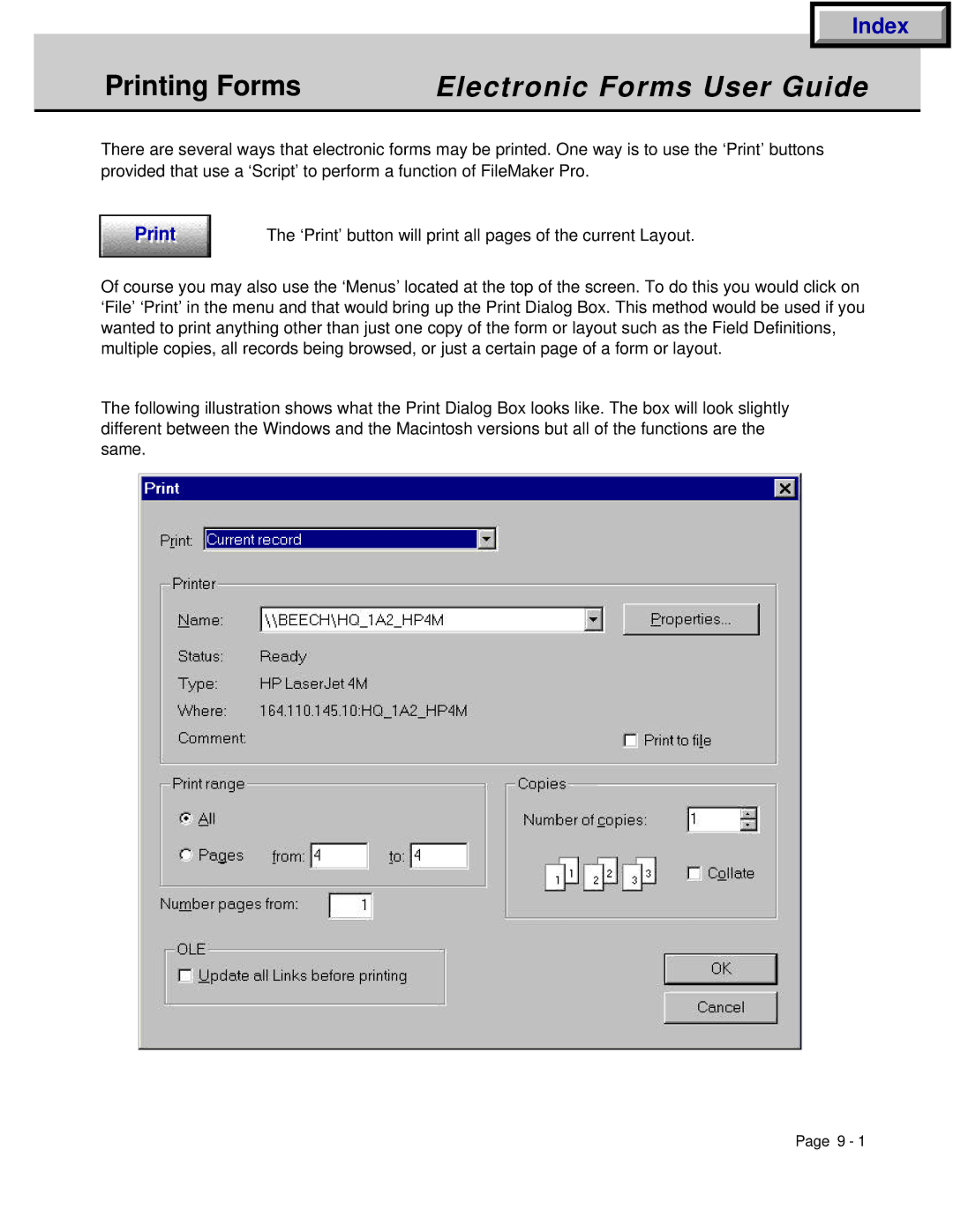 HP Electronic Forms manual Printing Forms 