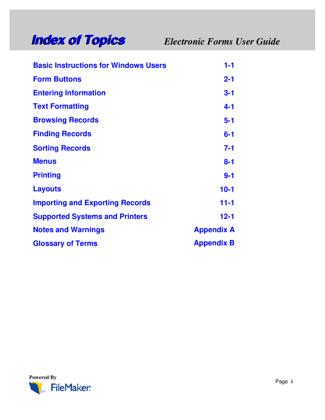 HP Electronic Forms manual IIndex of Topicsi 