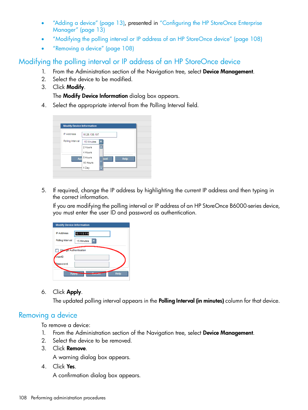 HP EMA/ESA/MA Replication Software manual Removing a device 