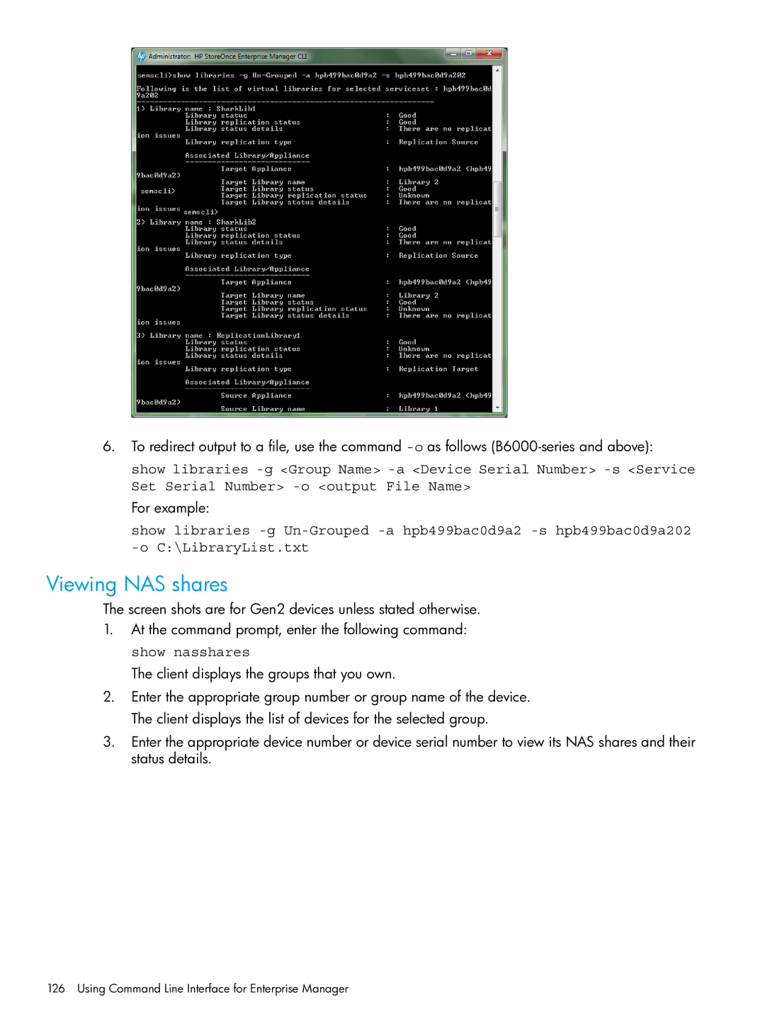 HP EMA/ESA/MA Replication Software manual Viewing NAS shares 