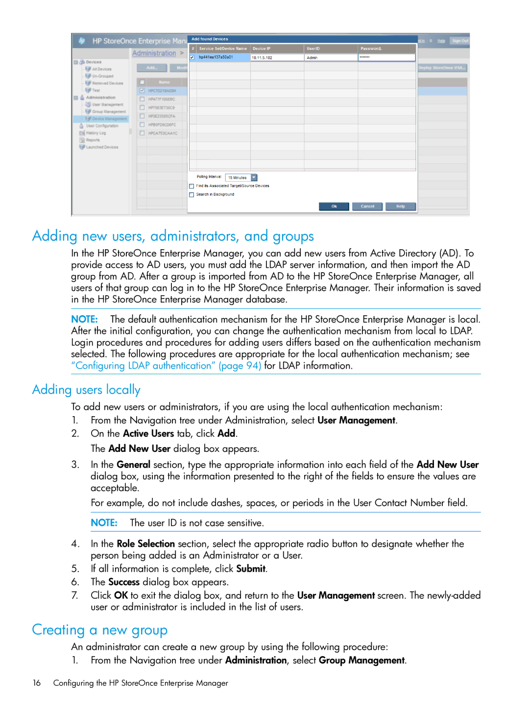 HP EMA/ESA/MA Replication Software manual Adding new users, administrators, and groups, Creating a new group 