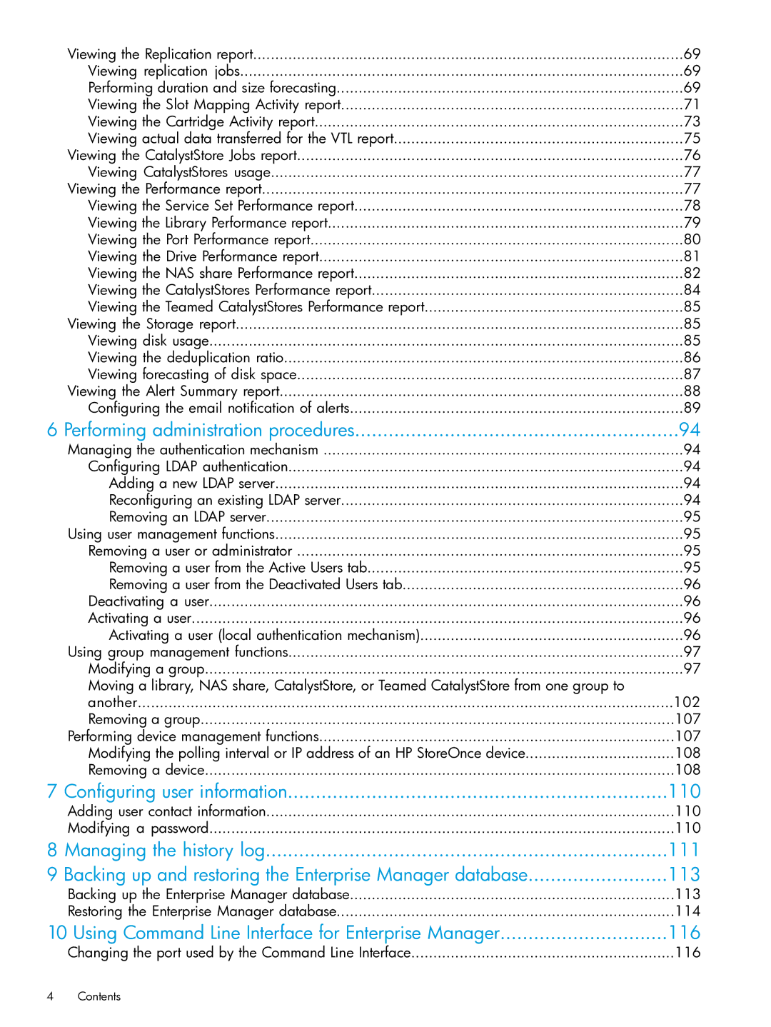 HP EMA/ESA/MA Replication Software manual Performing administration procedures, Configuring user information 110 