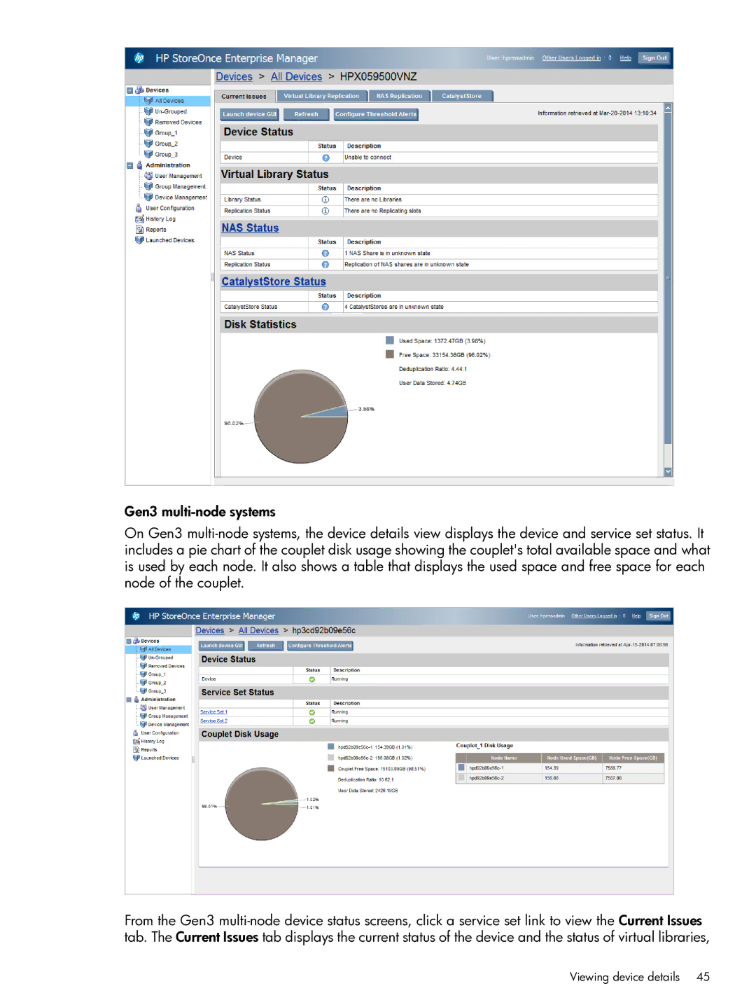 HP EMA/ESA/MA Replication Software manual Viewing device details 