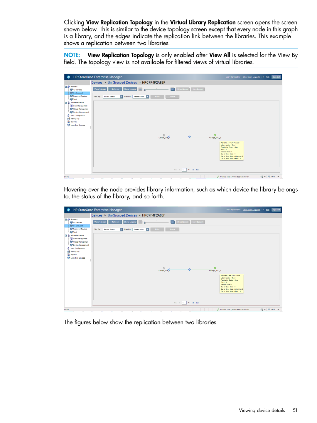 HP EMA/ESA/MA Replication Software manual Viewing device details 