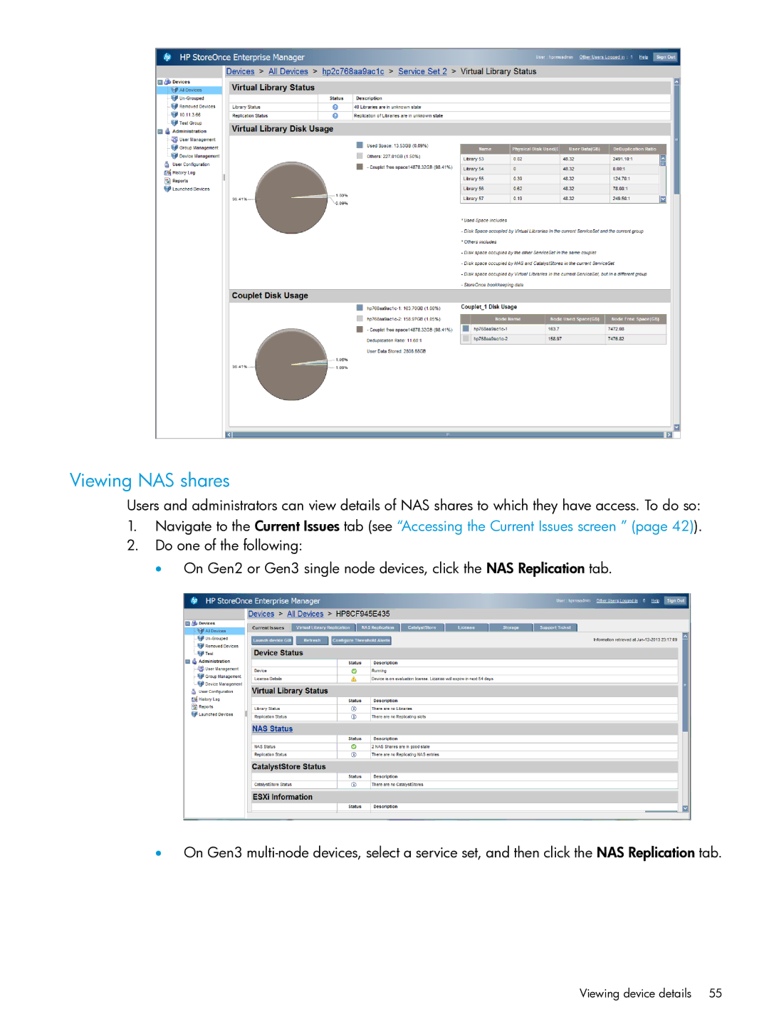 HP EMA/ESA/MA Replication Software manual Viewing NAS shares 