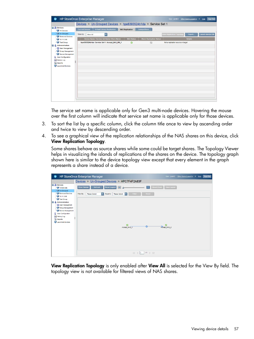 HP EMA/ESA/MA Replication Software manual Viewing device details 