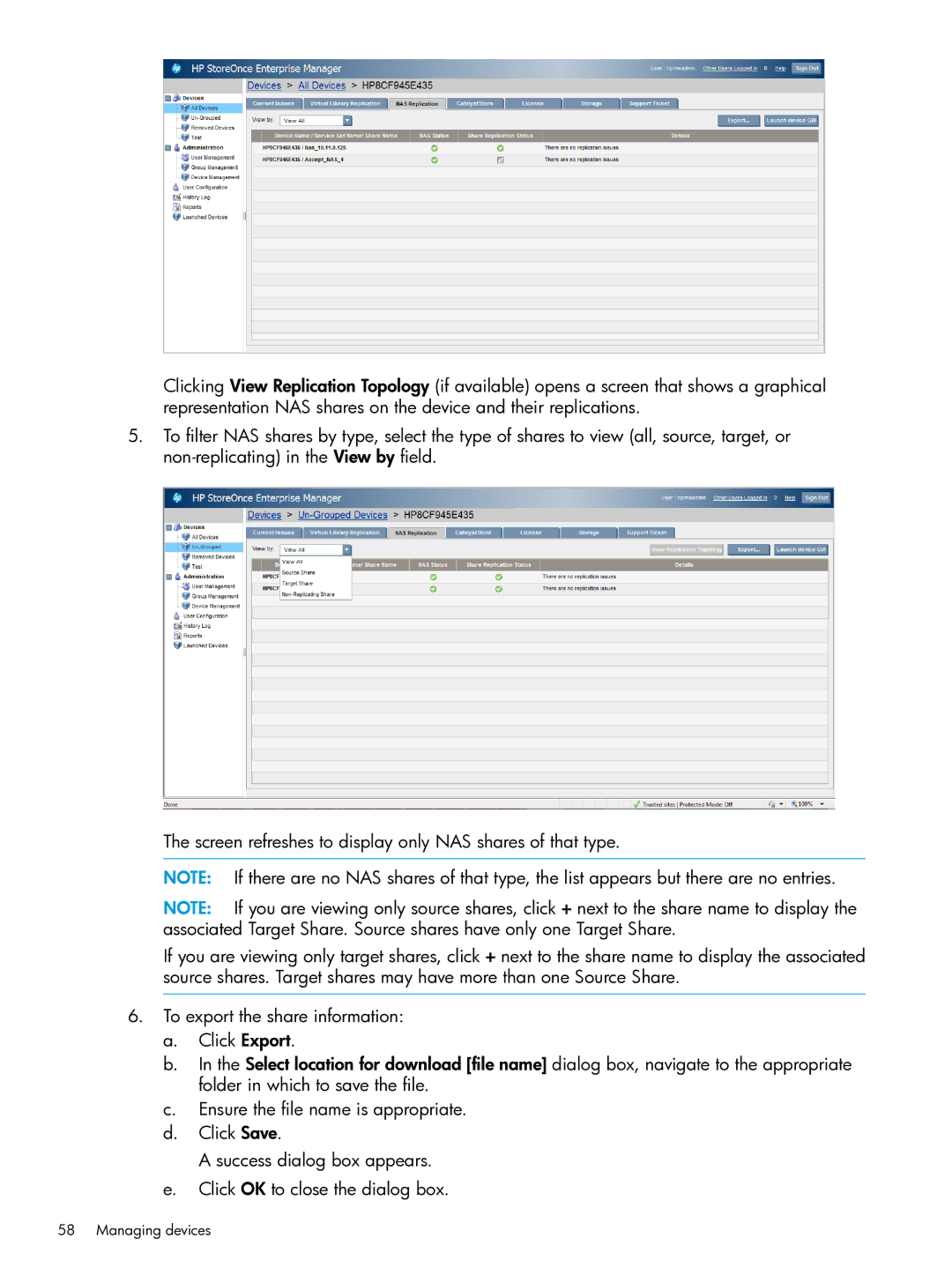 HP EMA/ESA/MA Replication Software manual Managing devices 