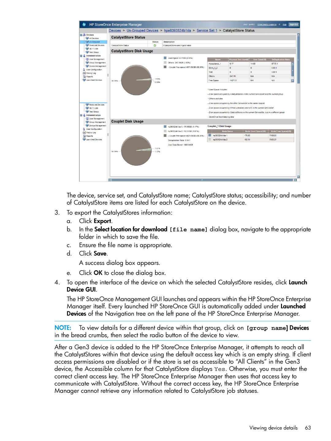 HP EMA/ESA/MA Replication Software manual Viewing device details 