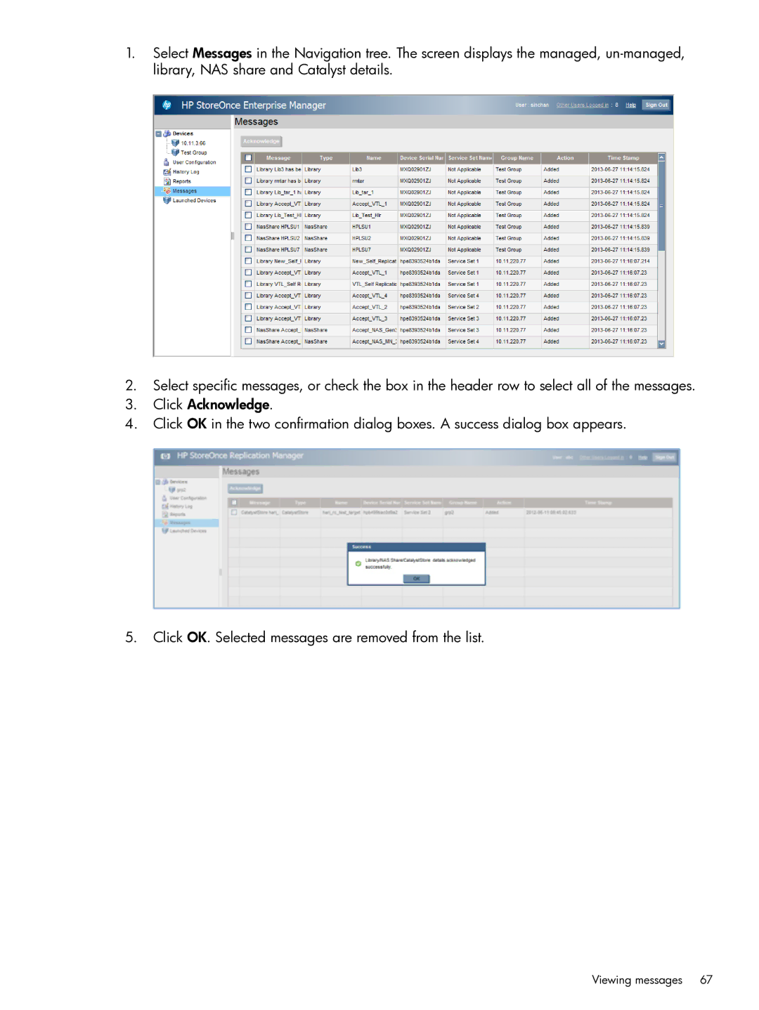 HP EMA/ESA/MA Replication Software manual Viewing messages 