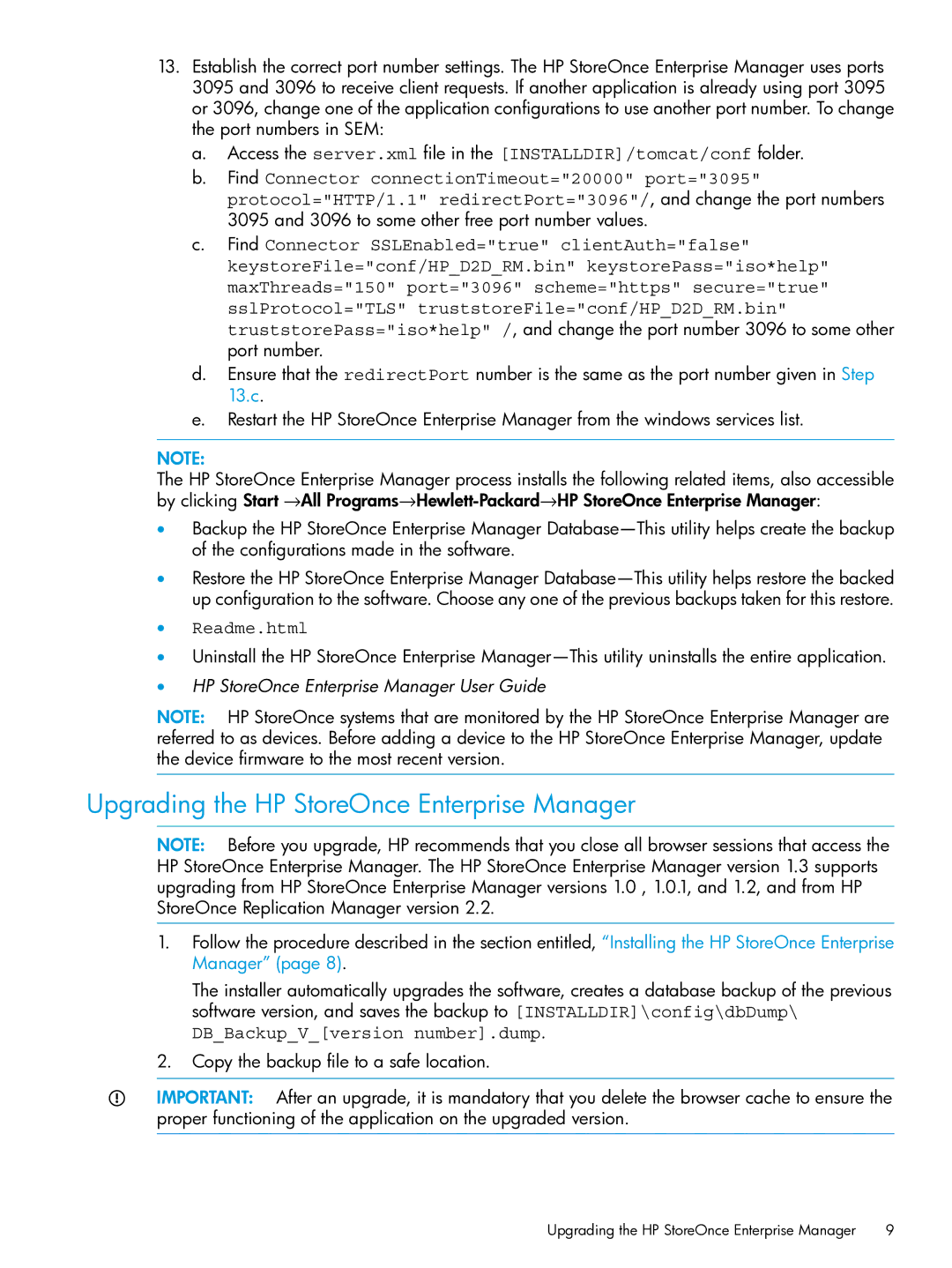 HP EMA/ESA/MA Replication Software manual Upgrading the HP StoreOnce Enterprise Manager, Readme.html 