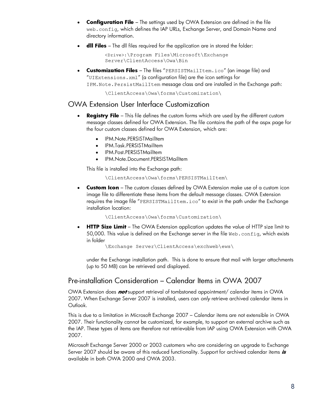 HP Email Archiving Software for Exchange manual OWA Extension User Interface Customization 