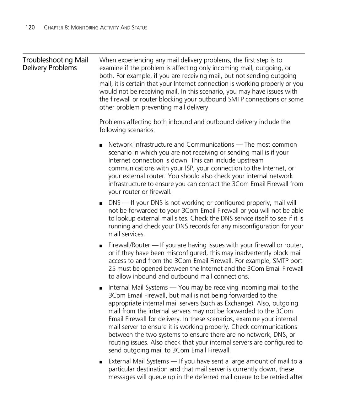 HP Email Firewall Appliance manual Monitoring Activity and Status 