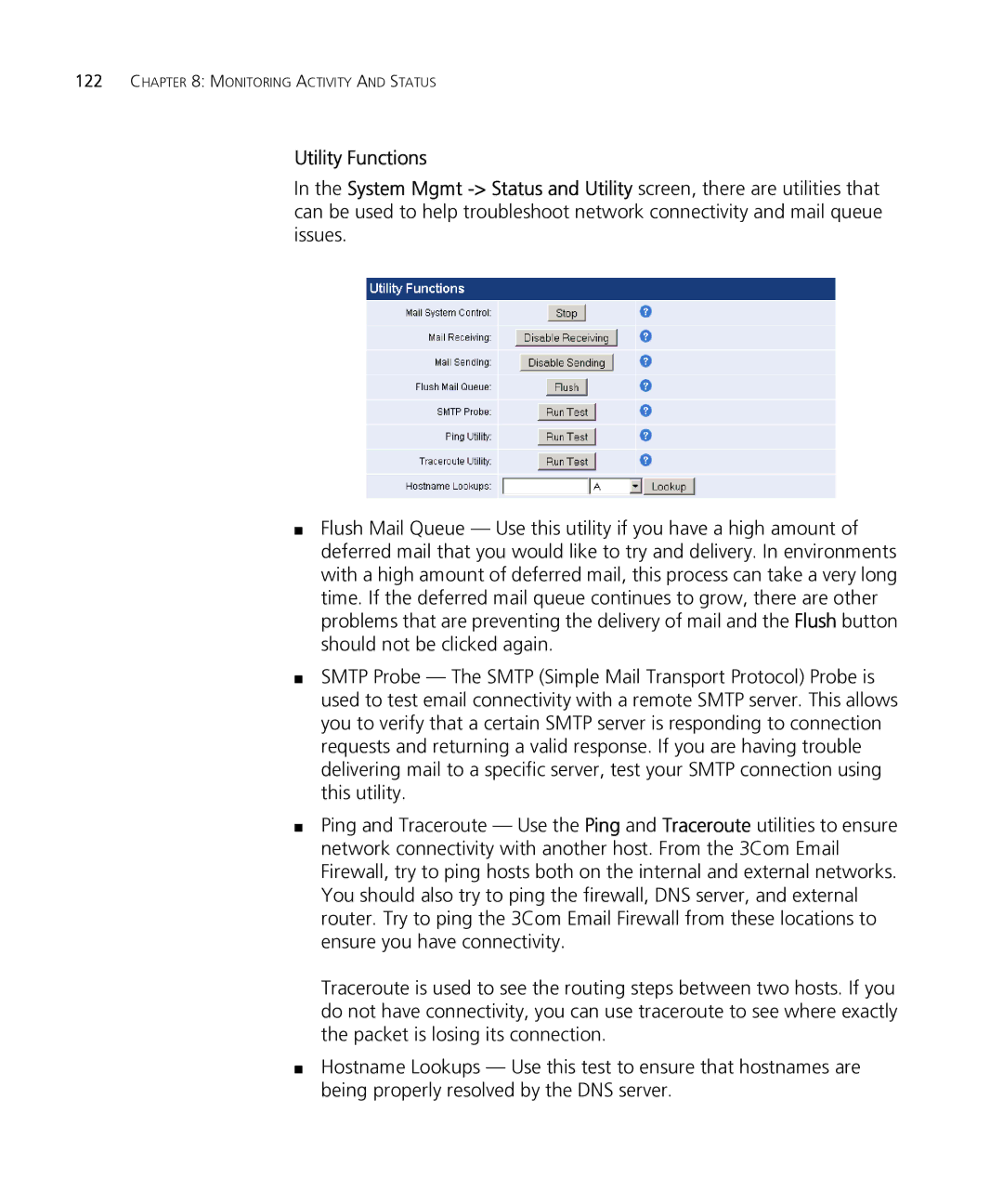 HP Email Firewall Appliance manual Monitoring Activity and Status 