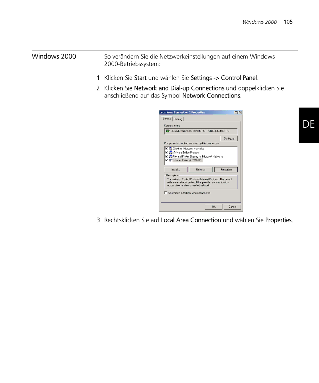 HP Email Firewall Appliance manual Betriebssystem, Klicken Sie Start und wählen Sie Settings Control Panel 