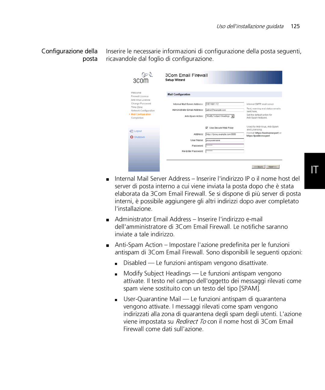 HP Email Firewall Appliance manual Uso dellinstallazione guidata 