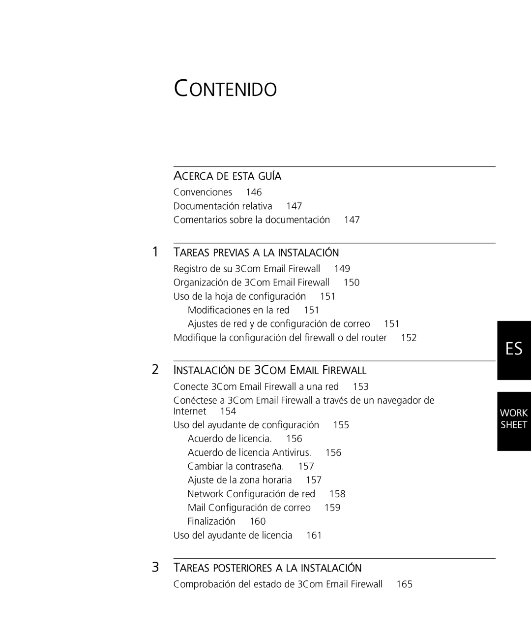 HP Email Firewall Appliance manual Contenido, Registro de su 3Com Email Firewall 149, 150, 161 