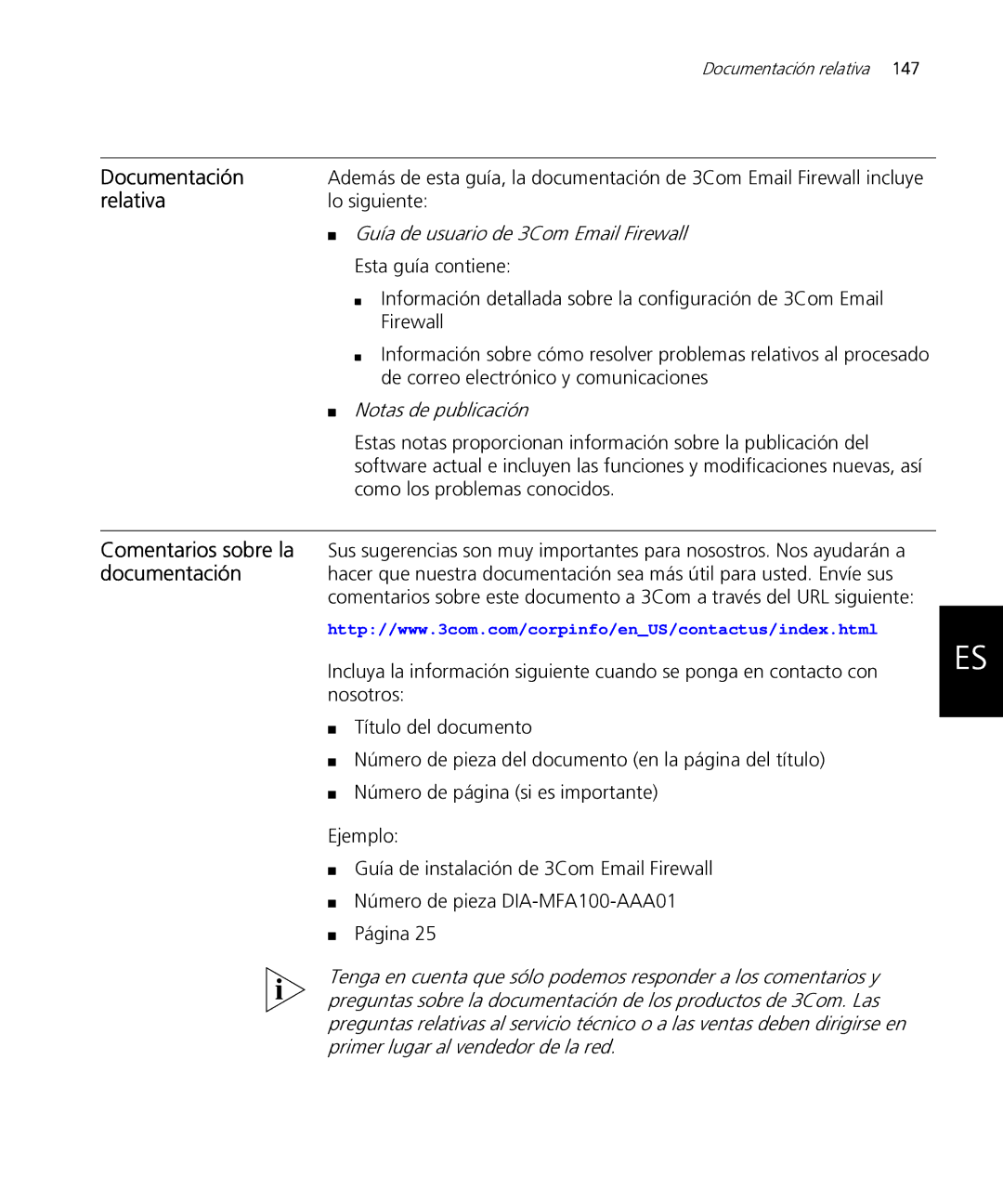 HP Email Firewall Appliance manual Documentación, Relativa, Comentarios sobre la 