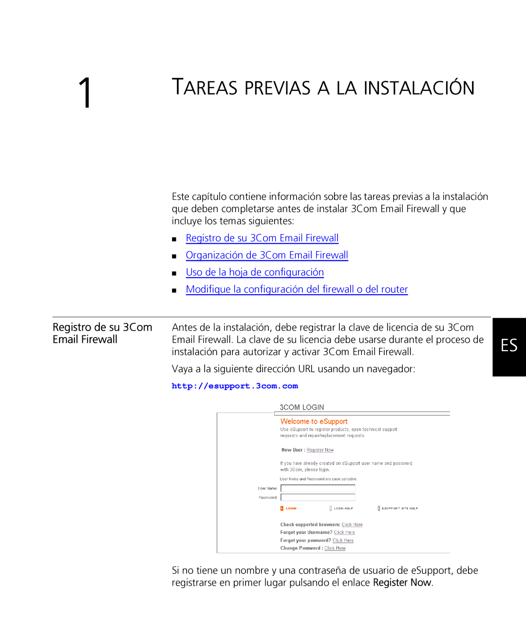 HP Email Firewall Appliance manual Registro de su 3Com, Instalación para autorizar y activar 3Com Email Firewall 