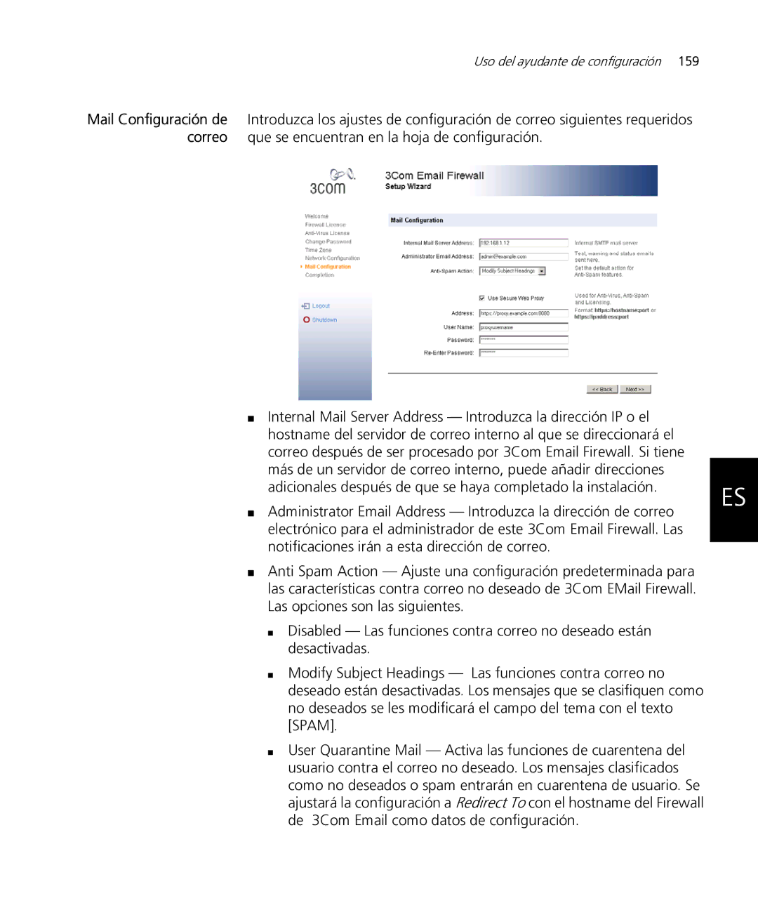 HP Email Firewall Appliance manual User Quarantine Mail Activa las funciones de cuarentena del 