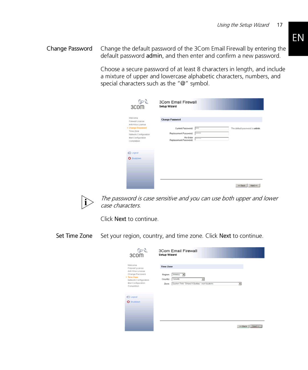 HP Email Firewall Appliance manual Using the Setup Wizard 