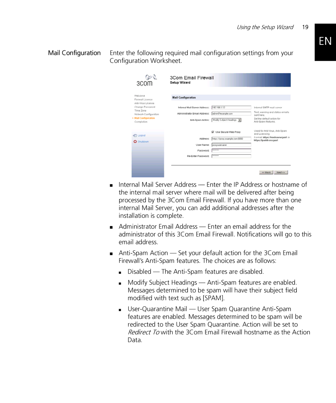 HP Email Firewall Appliance manual Using the Setup Wizard 