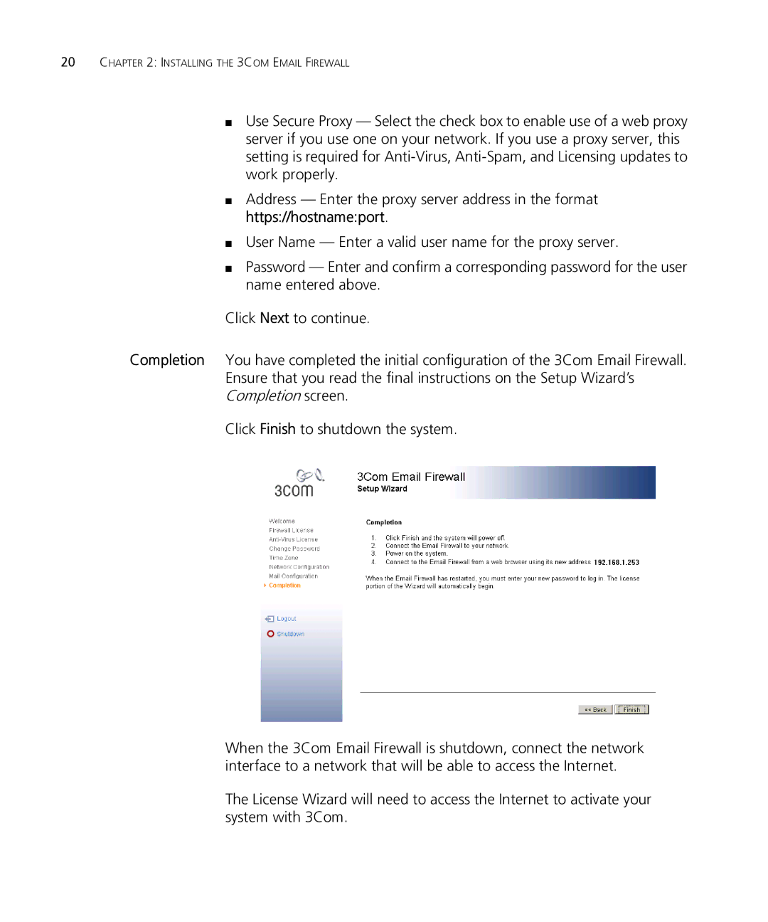 HP Email Firewall Appliance manual Installing the 3COM Email Firewall 