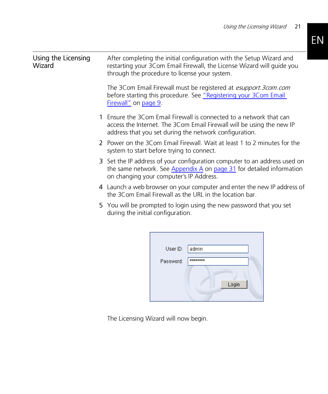 HP Email Firewall Appliance manual Using the Licensing Wizard 