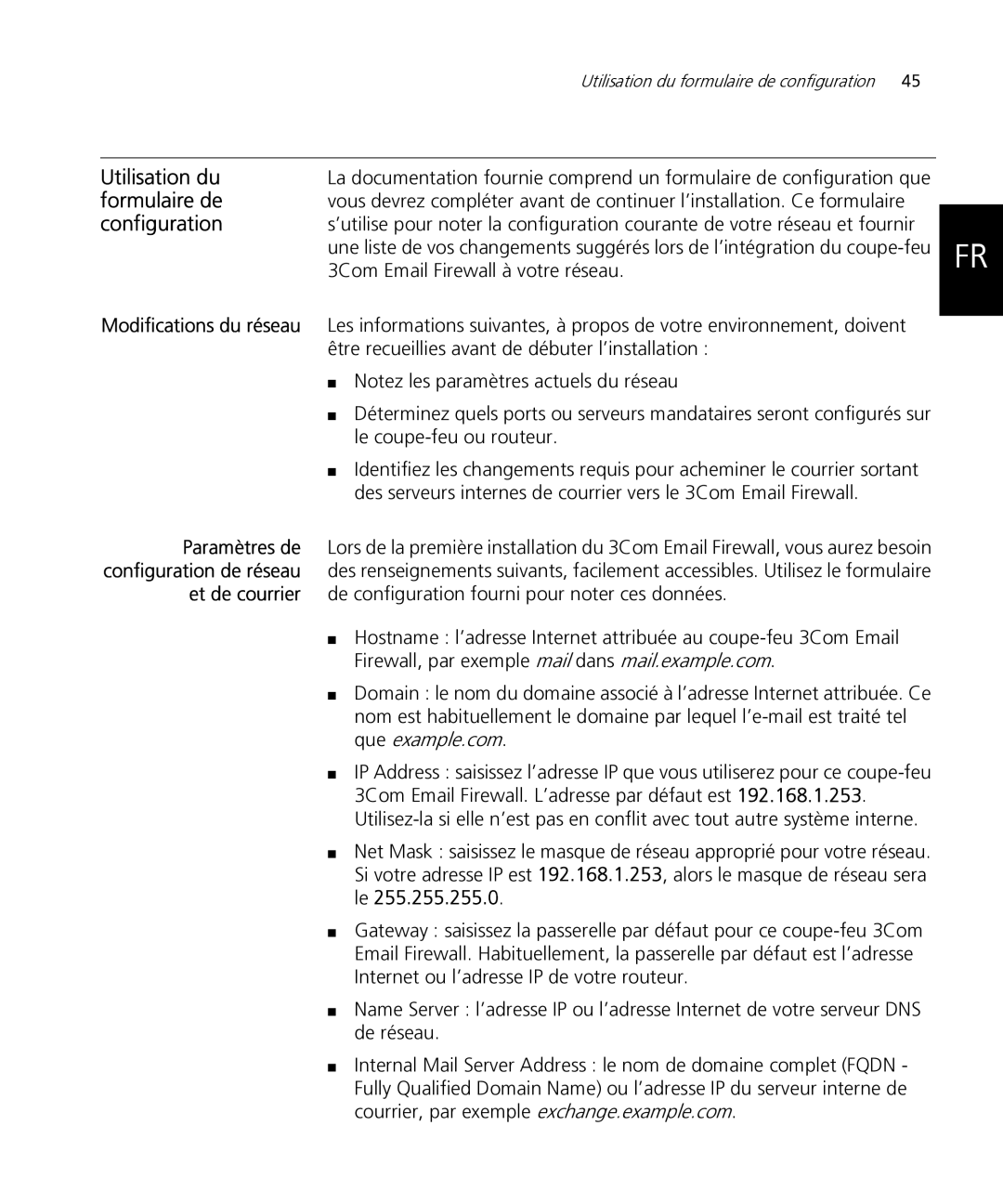 HP Email Firewall Appliance manual Utilisation du, Formulaire de 