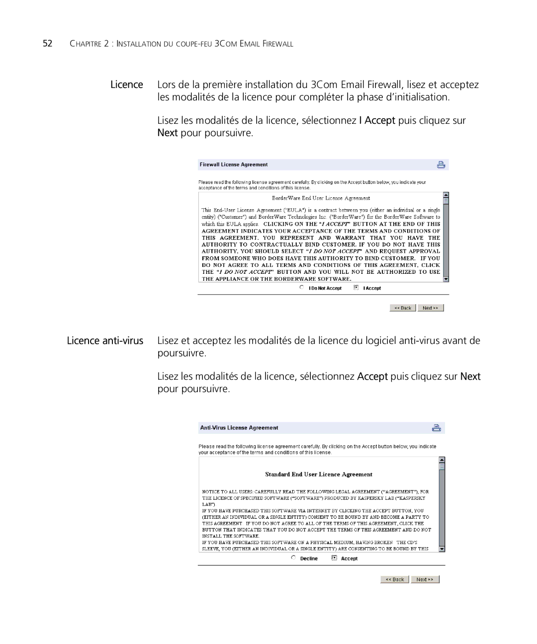 HP Email Firewall Appliance manual Chapitre 2 Installation DU COUPE-FEU 3COM Email Firewall 