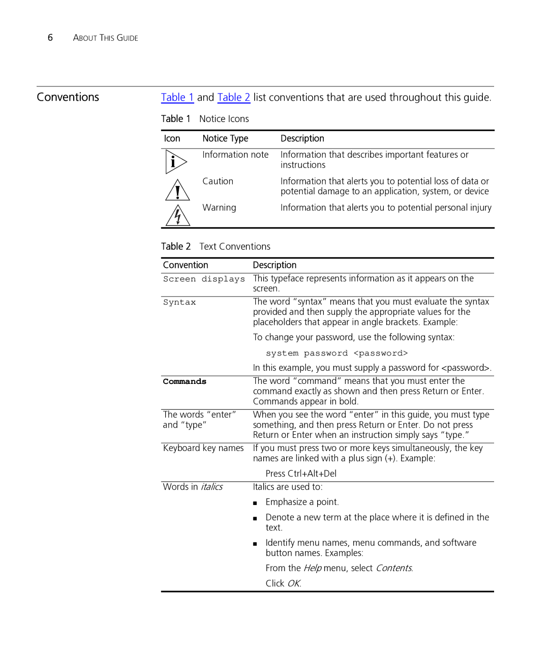 HP Email Firewall Appliance manual List conventions that are used throughout this guide, Text Conventions 