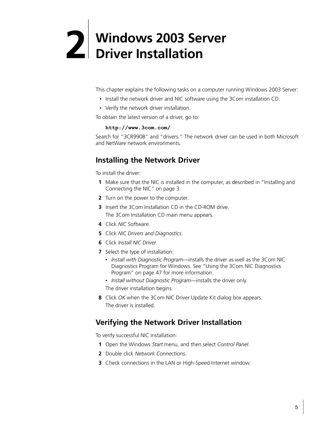 HP Embedded Firewall manual Installing the Network Driver, Verifying the Network Driver Installation 