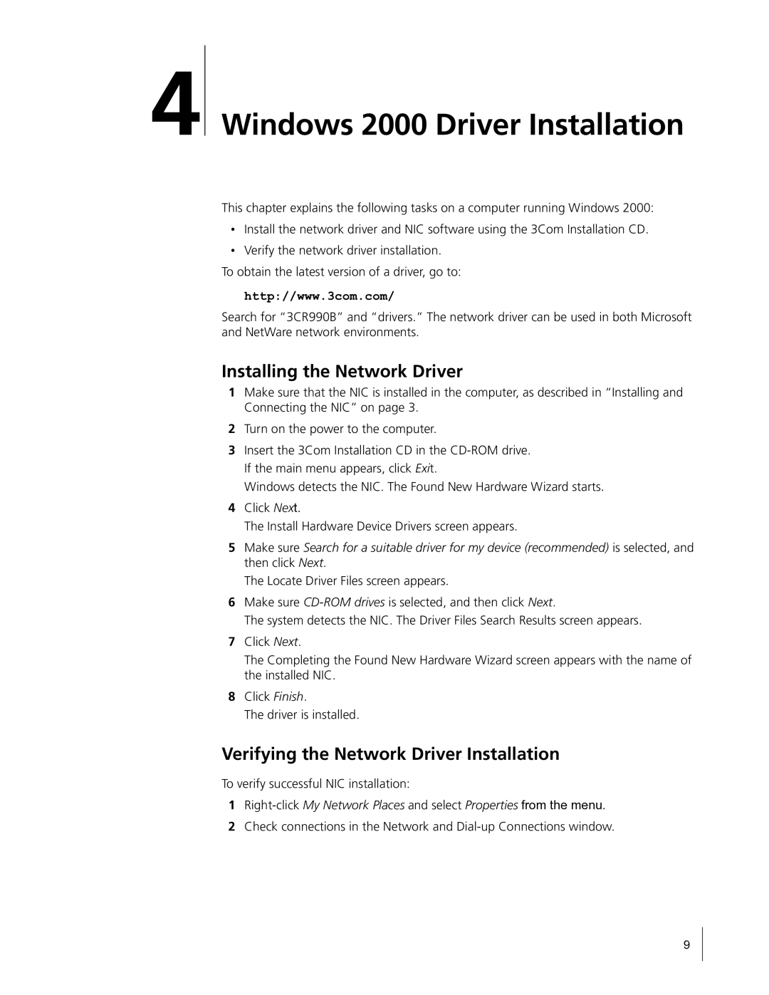 HP Embedded Firewall manual Windows 2000 Driver Installation 