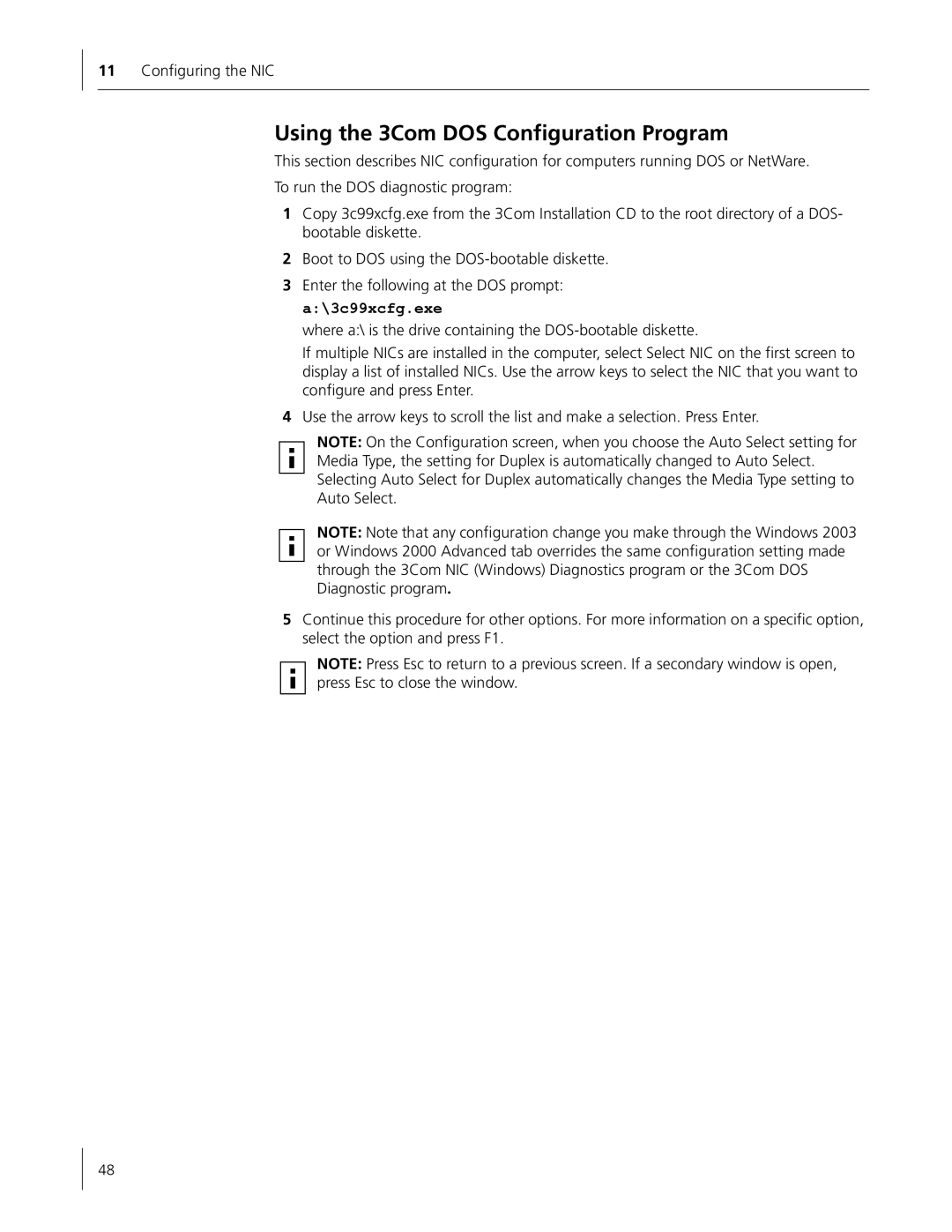 HP Embedded Firewall manual Using the 3Com DOS Configuration Program 