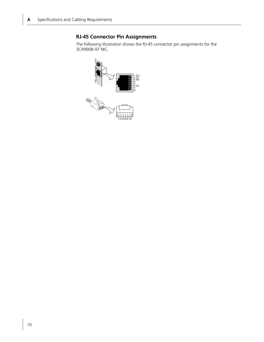 HP Embedded Firewall manual RJ-45 Connector Pin Assignments 